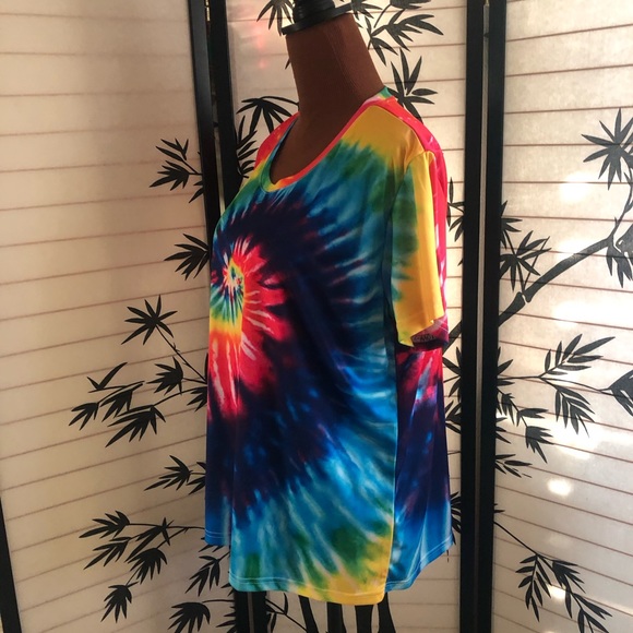 Losturban Colorful Tie Dye Swirl T-Shirt Women’s Plus Size XXL - Picture 4 of 14